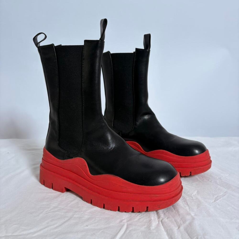 Unilady Black & Red Platform Boots - Size 8
